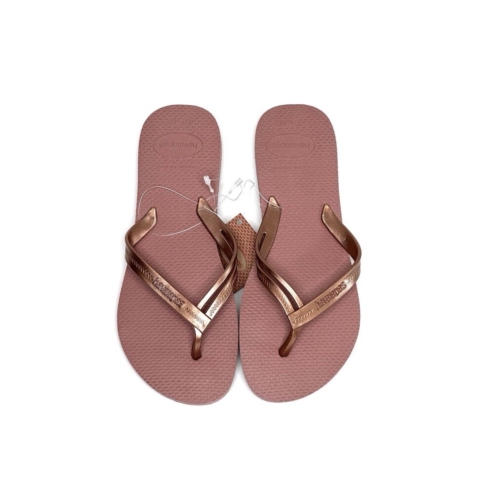 HAVAIANAS Crocus Rose Split Strap Flip Flops Womens Size 9/10 Euro 41/42
